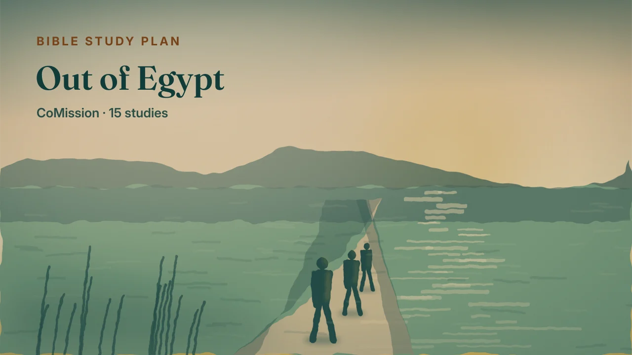 Out of Egypt — three figures walking a road at night toward a distant light