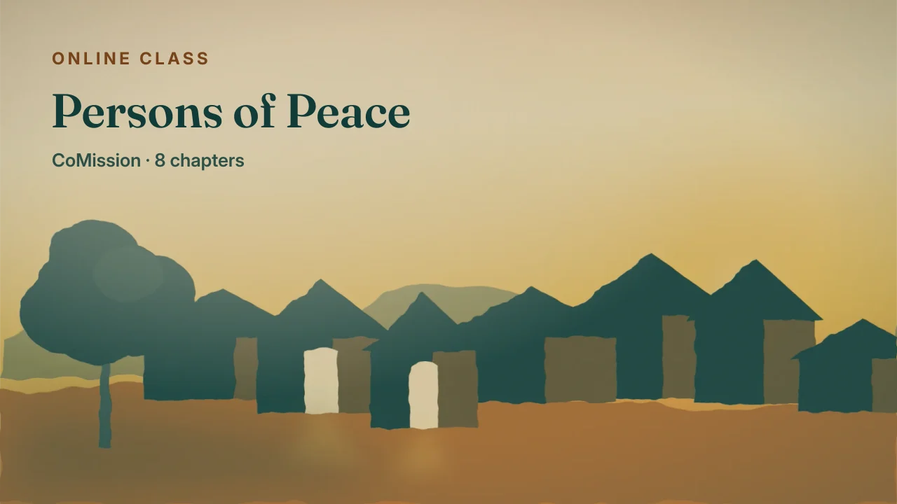 Cover: Persons of Peace — lit windows across a town at dusk, the prepared already in ordinary houses.