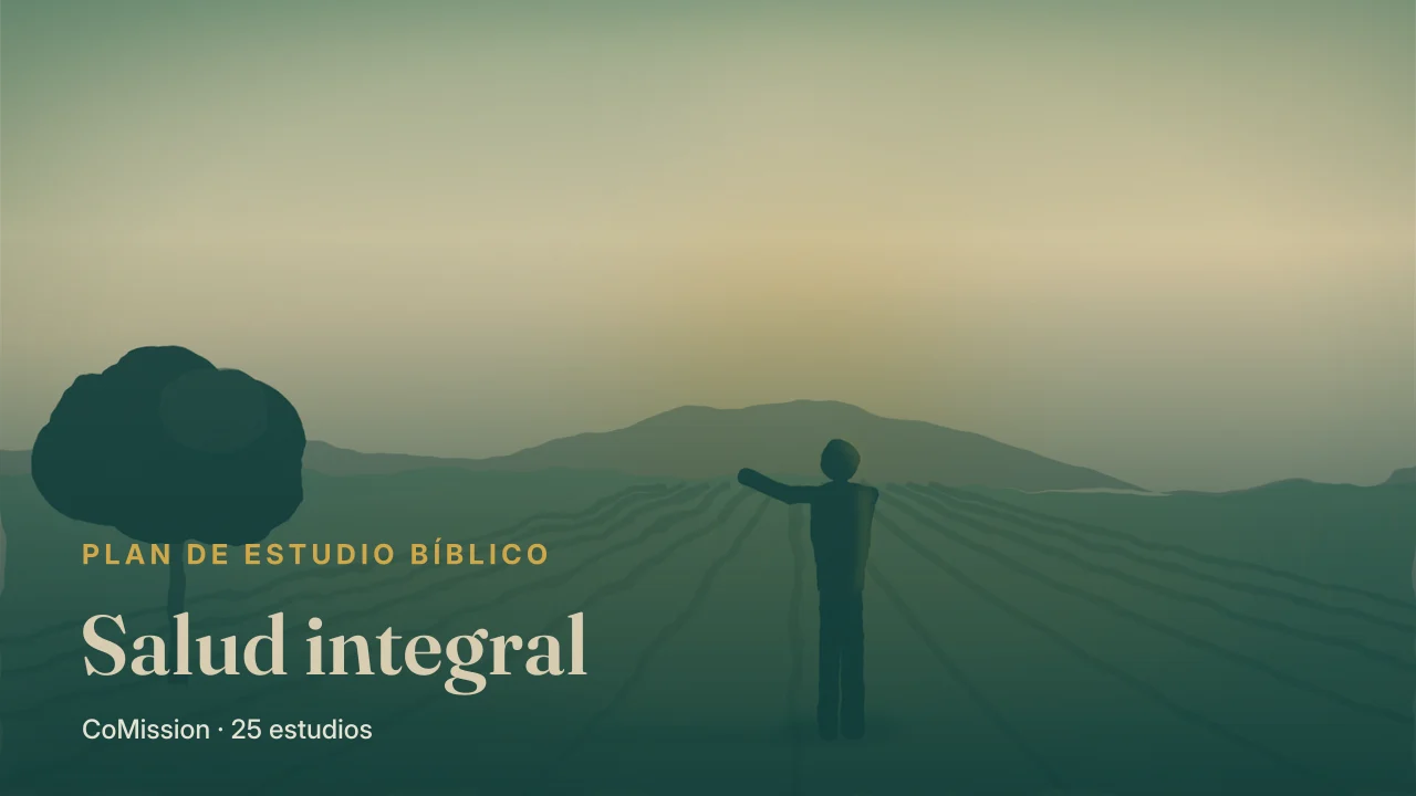 Salud integral — surcos cultivados que llegan hasta el horizonte a plena luz del día, alguien trabajándolos