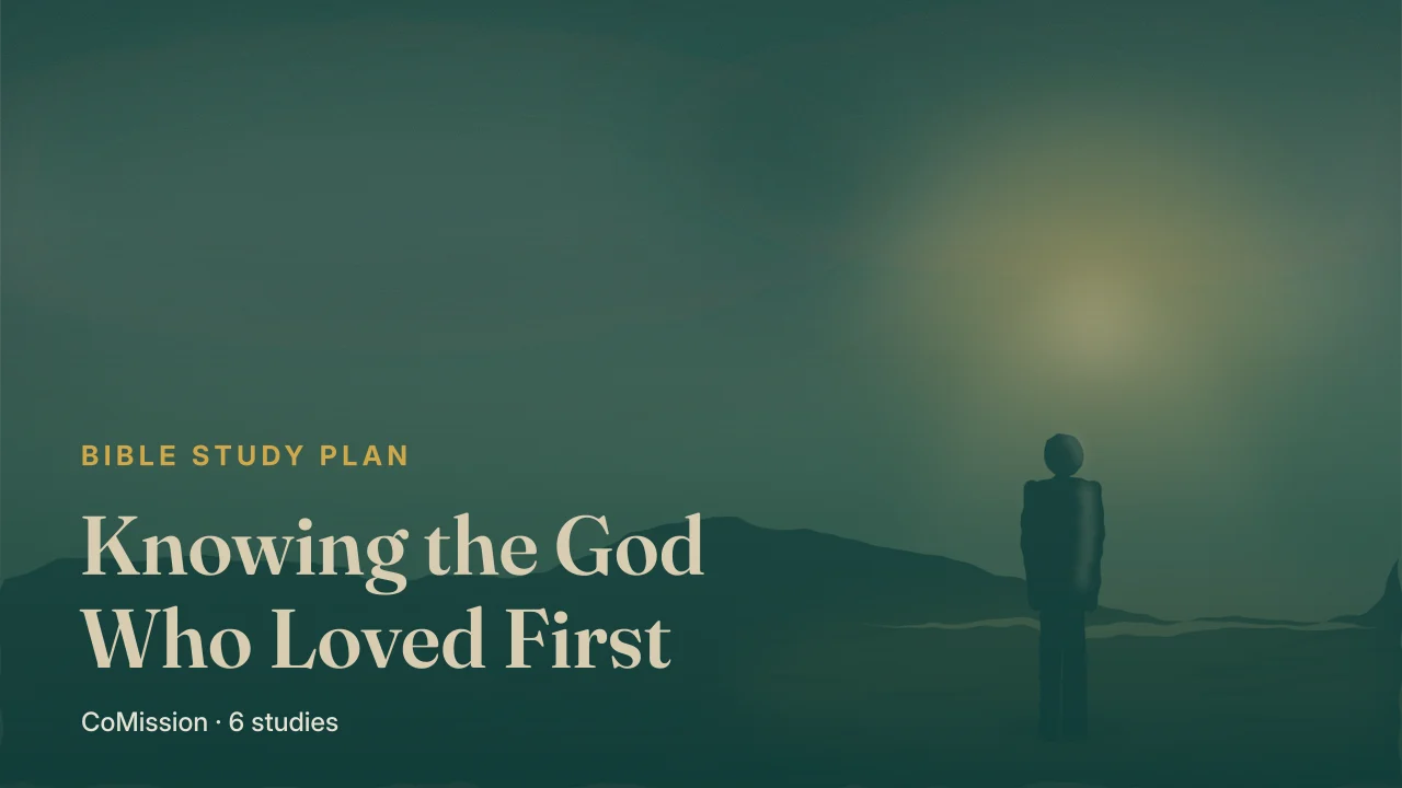 Knowing the God Who Loved First — light breaking through a dark sky and falling on one person standing still
