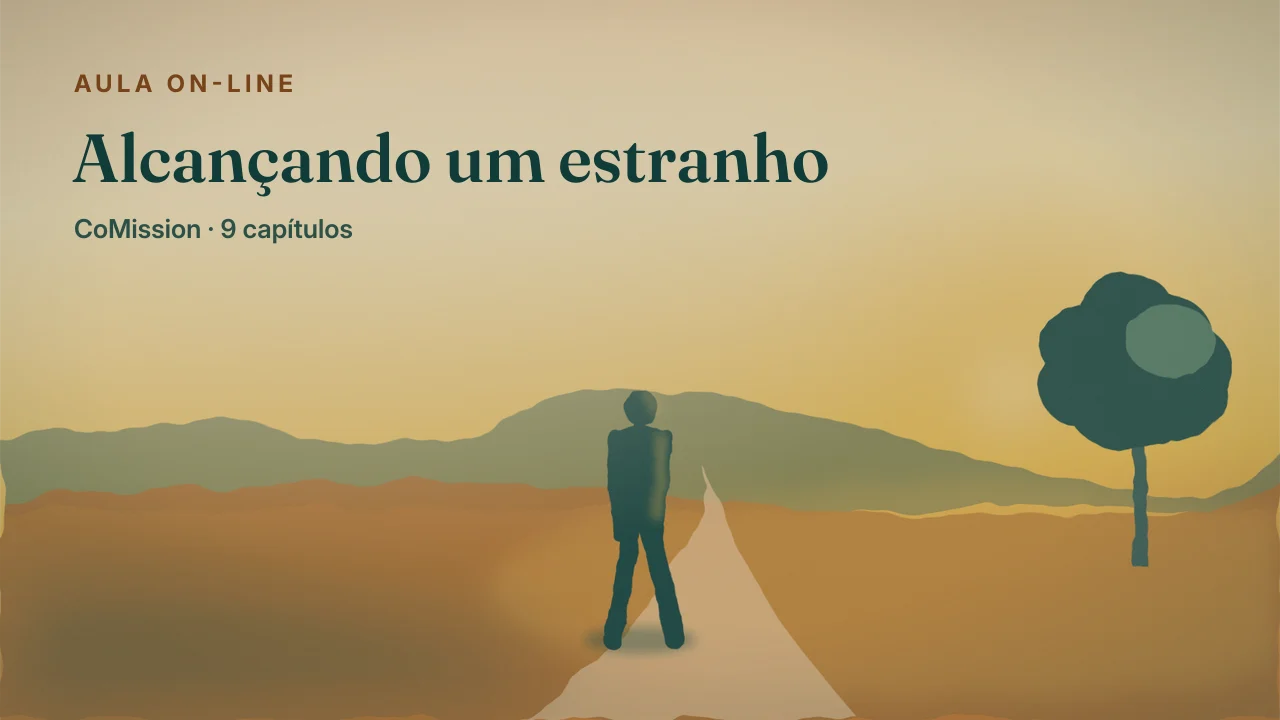 Capa: Alcançando um estranho — alguém caminhando por uma estrada ao entardecer, rumo a um lugar onde nunca esteve.