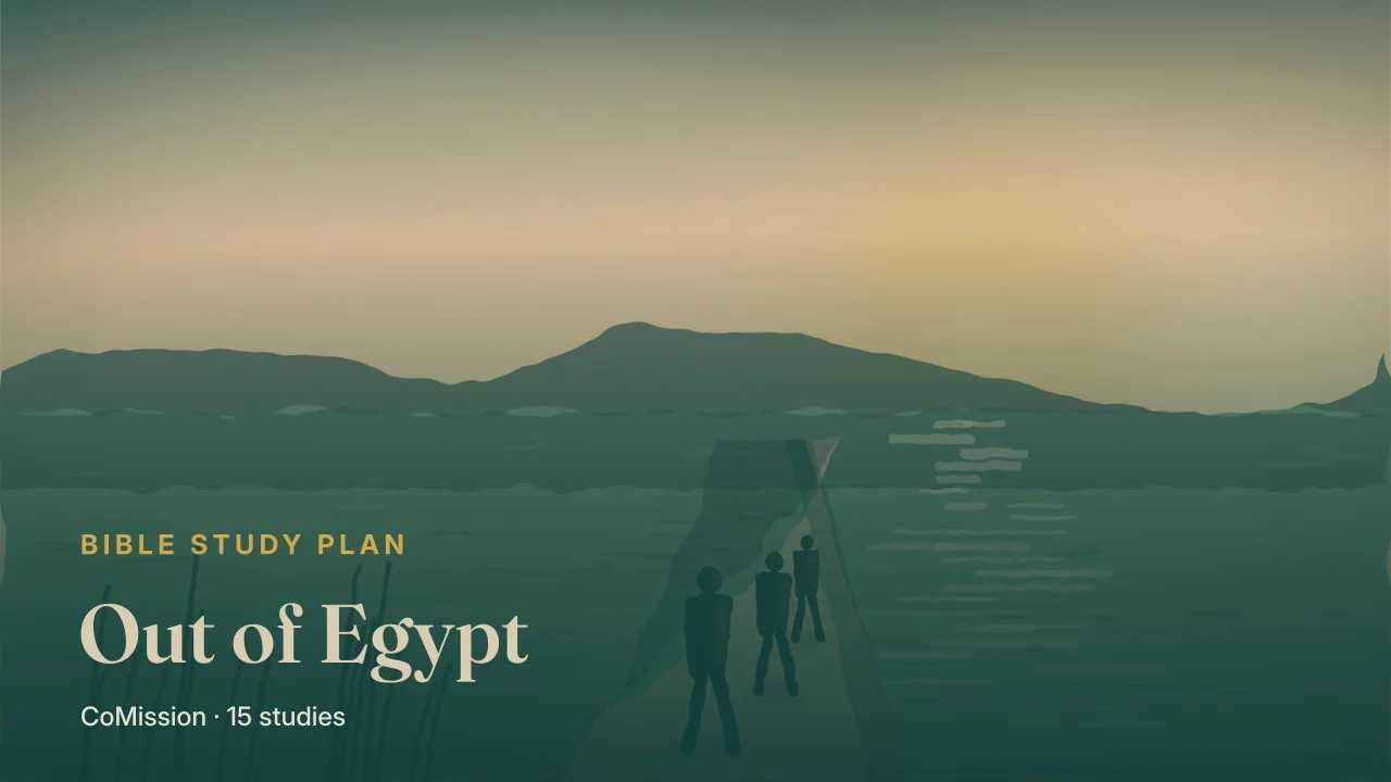 Out of Egypt — three figures walking a road at night toward a distant light