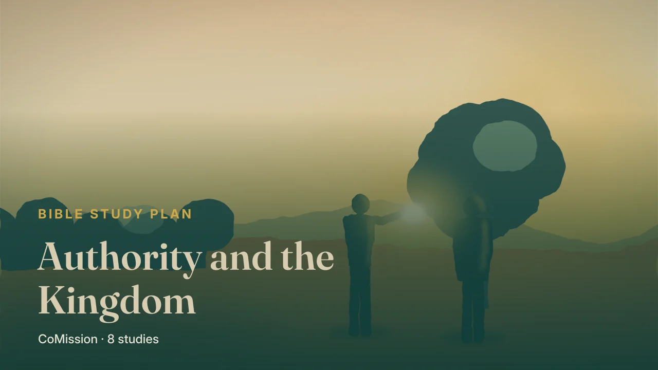 Authority and the Kingdom — broken chains falling as a steady light pushes back the shadow