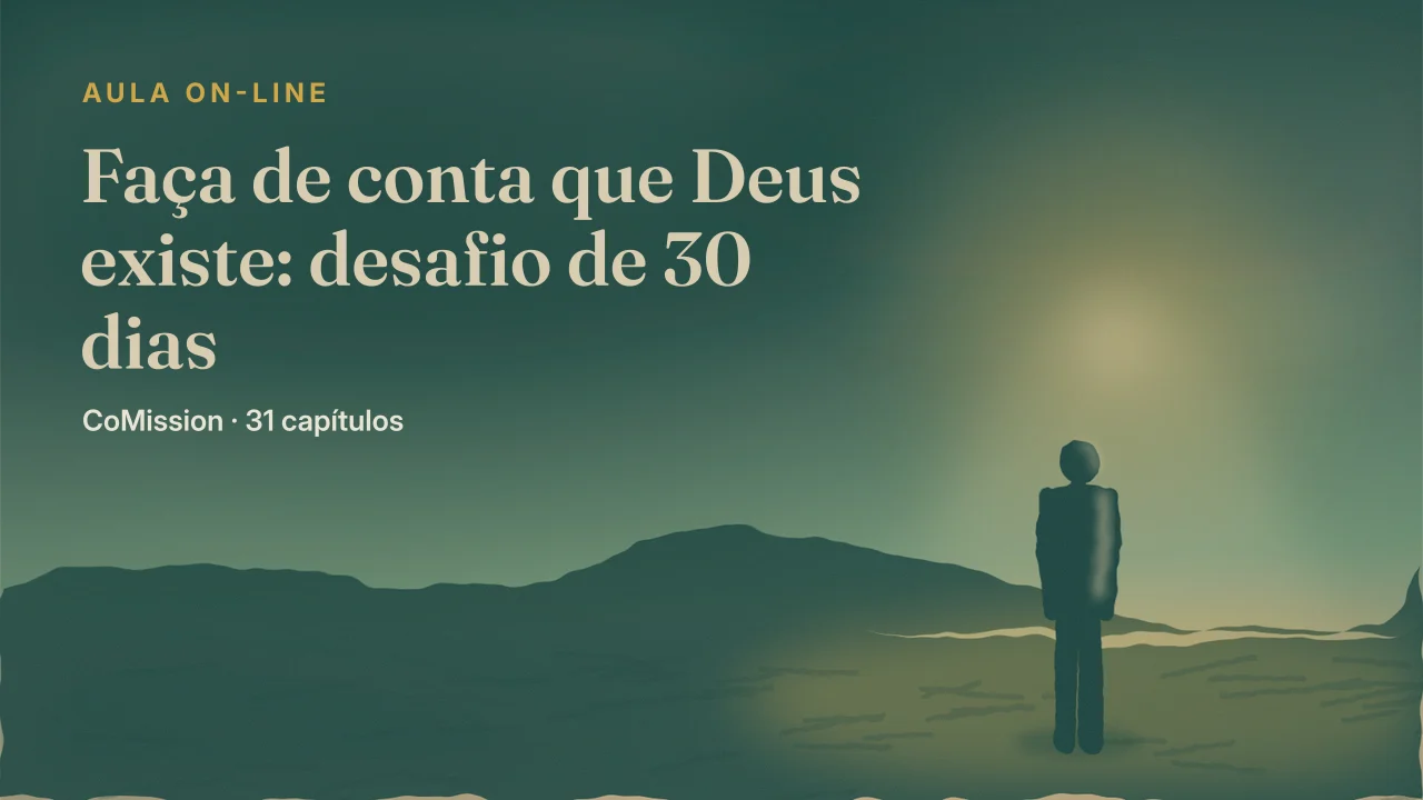 Capa: Faça de conta que Deus existe — uma pessoa sozinha olhando a luz romper entre nuvens de tempestade.