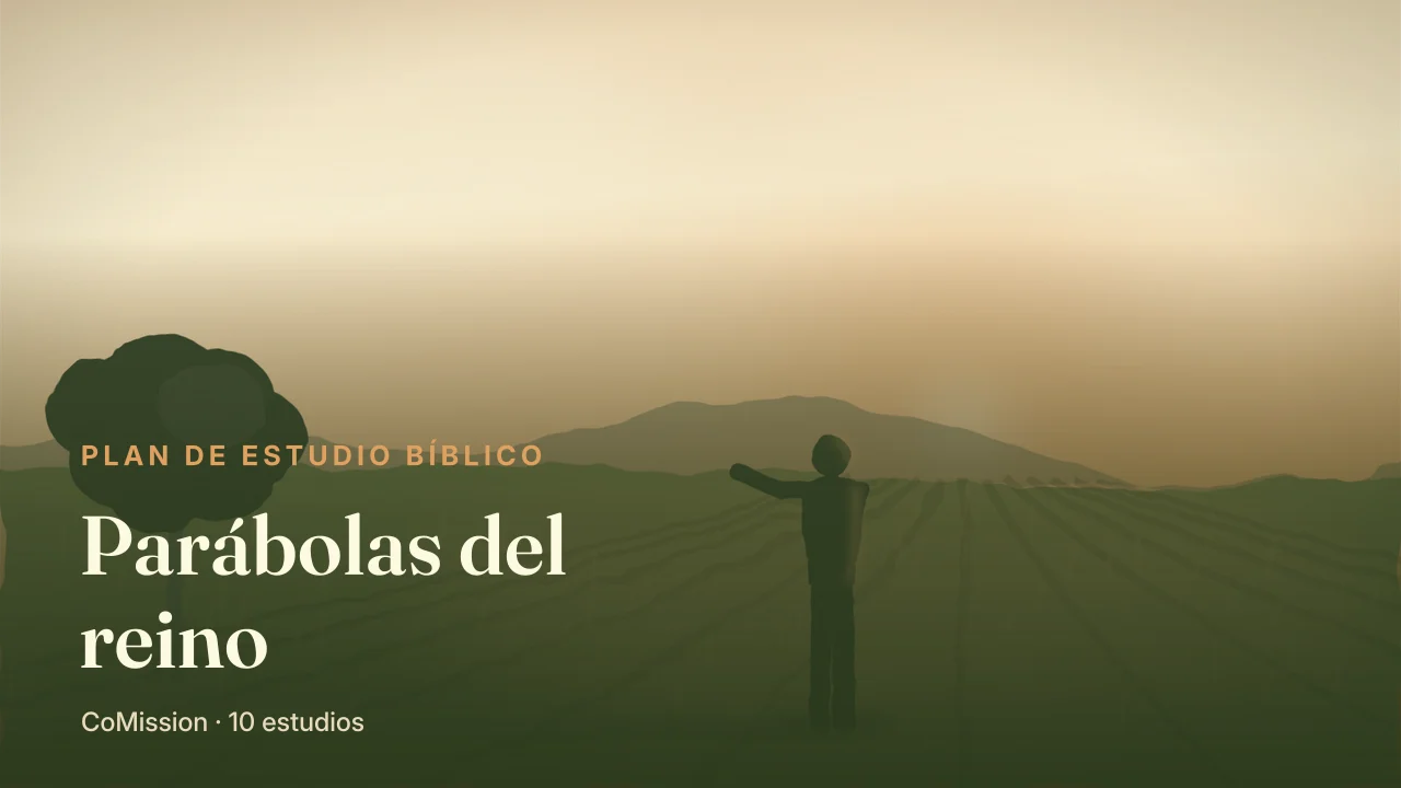 Parábolas del reino — el arco dorado de la semilla del sembrador sobre un campo oscuro
