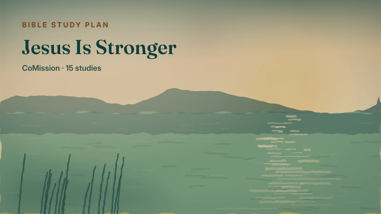 Jesus Is Stronger — water gone completely still at first light, the morning after the storm was told to stop