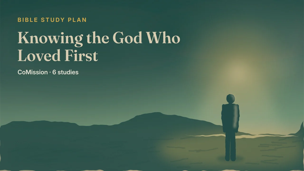 Knowing the God Who Loved First — light breaking through a dark sky and falling on one person standing still