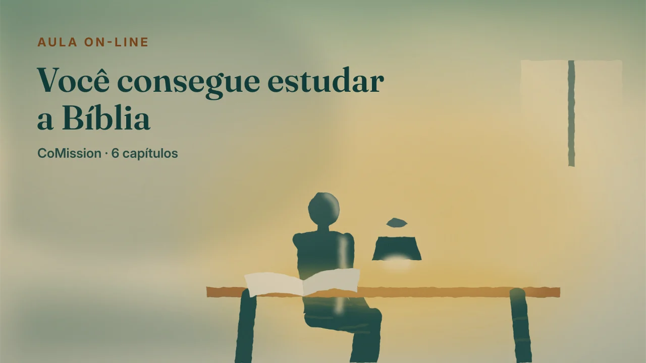 Capa: Você consegue estudar a Bíblia — uma criança sozinha à mesa, de dia, com a Bíblia aberta e ninguém sentado do outro lado.