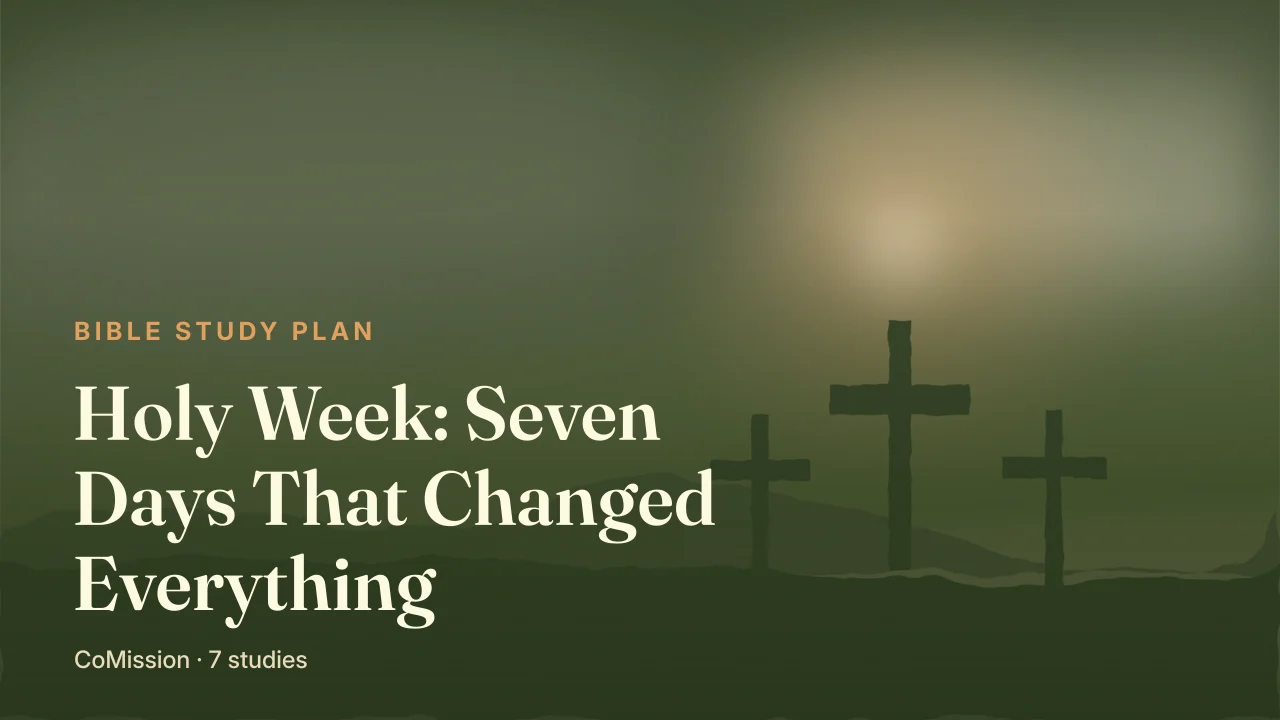 Holy Week — a path of seven lights rising from the city gate to the empty tomb at dawn
