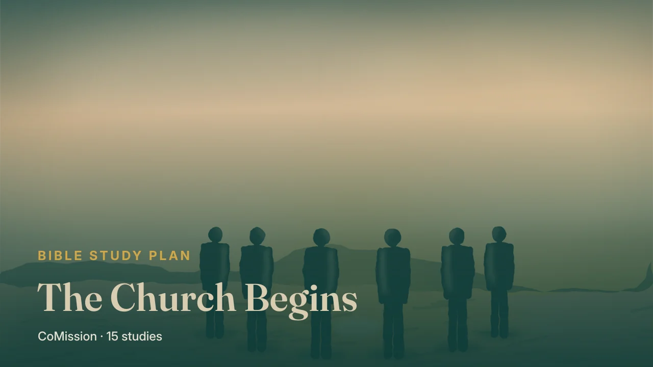 The Church Begins — a small circle of people gathered close around one warm light at first light