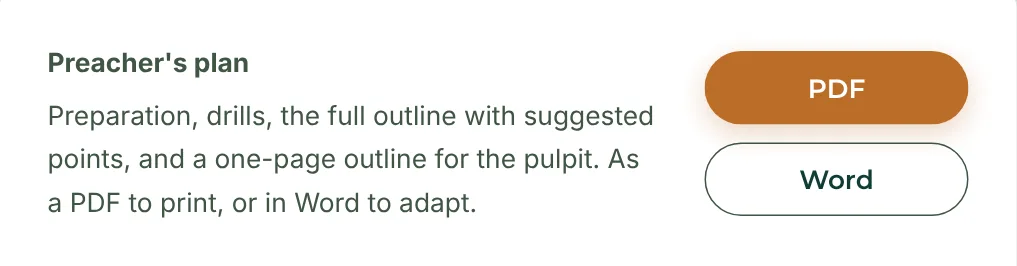 The preacher's plan, with its PDF button.