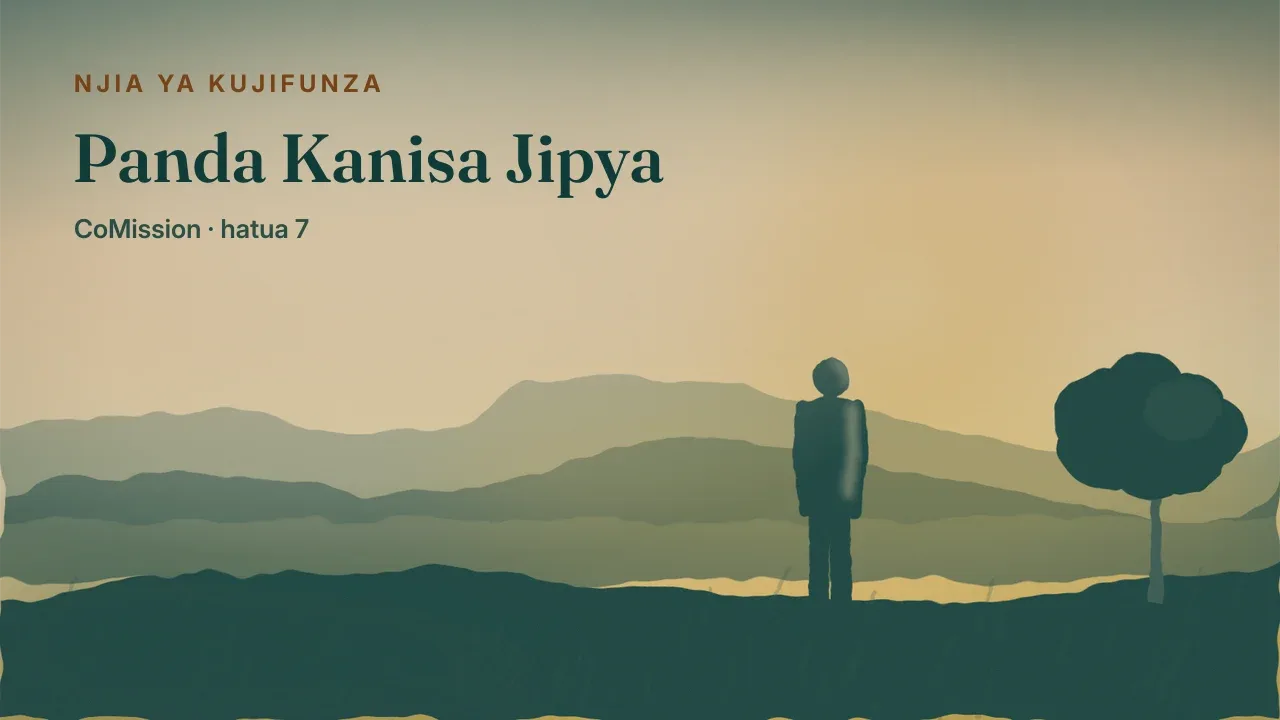 Panda Kanisa Jipya — mtu aliyesimama mahali pa juu alfajiri, akitazama bonde ambalo bado hakuna kusanyiko ndani yake